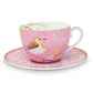 Floral Cappuccino Cup & Saucer Early Bird Pink